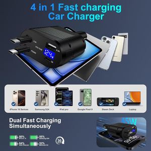 Chargeur de voiture 30W PD à charge rapide, port USB C type C avec affichage de la tension pour utilisation en voiture - Product Image 4