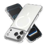 Coque de téléphone portable magnétique antichoc hybride TPU+PC transparente anti-jaunissement pour iPhone 18Pro/18 Pro Max (pro/vente en gros)