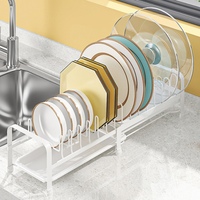Nouvel égouttoir à vaisselle multifonctionnel extensible et antirouille blanc avec plateau de drainage pour comptoir de cuisine