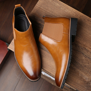 <span class=keywords><strong>Bottes</strong></span> <span class=keywords><strong>Chelsea</strong></span> en <span class=keywords><strong>cuir</strong></span> synthétique pour hommes, semelle épaisse, antidérapantes, avec bande élastique, pour le travail, les occasions décontractées et le quotidien - Product Image 4
