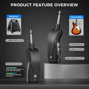 Ensemble émetteur-récepteur de microphone sans fil pour guitare G22, dynamique cardioïde, pour deux instruments, connecteur XLR, style bureau, en métal - Product Image 6