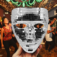 Masque intégral miroir argenté à paillettes style boule disco pour Festival, Mascarade, Soirée Rave, Cosplay, Halloween, Noël, Soirée en boîte de nuit