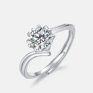 Moissanite-Schmuck 925 Sterling-Silber moissanit-Ring rund weiß vvs Diamant Verlobung Moissanit-Ringe für Damen