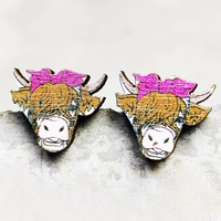 Nouveauté 2026 : Boucles d'oreilles tendance style western, motifs léopard, botte, cactus, vache, mini clous en bois