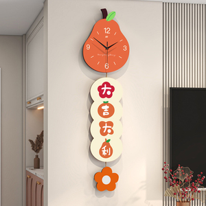 Creative Pear Dial Pendulum Wooden Wall <strong>Clock</strong> <strong>Large</strong> Silent Fruit Shape Wall <strong>Clock</strong> for Kids Room Nursery - Product Image 2