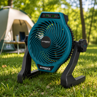 Ventilateur sans fil 20V 190mm portable rechargeable avec batterie au lithium, 3 vitesses, pour chantier, atelier, camping