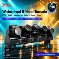Projecteur à tête mobile Tornado 5 têtes IP66 étanche 5*120W RVB Jaune Citron 120 LED DMX512 RDM 32 bits pour défilés et soirées