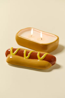Pot à bougie en céramique en forme de hot-dog créatif avec couvercle récipient à bougie réutilisable inspiré des aliments sans cire