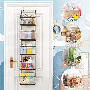 Over The Door Hanging Organizer 5 <b>Shelf</b> Clear <b>Plastic</b> Pockets Large Capacity Storage For Pantry Closet Bathroom - Product Image 5