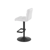 Tabouret de bar en cuir blanc réglable de qualité supérieure avec base noire, chaise de bar pivotante moderne et élégante pour îlot de cuisine