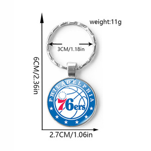 Logos d'équipes <span class=keywords><strong>NBA</strong></span> des Lakers, des Warriors et des 76ers en alliage de pierres précieuses avec anneaux et porte-clés gravés - Product Image 5