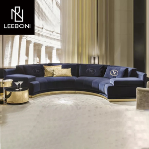 Sofá de sala de estar Popular <span class=keywords><strong>Italiano</strong></span> medio redondo semicírculo modular Luna terciopelo moderno medio redondo sofás - Product Image 1