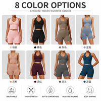 Ensemble de yoga léger pour femme GH avec logo personnalisé, dos nageur sans couture, contrôle du ventre, coupe ajustée, vêtements de sport fitness
