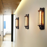 Lampe murale LED industrielle américaine vintage style loft, en fer, avec ampoule Edison noire E27 E26, pour intérieur – Grande vente