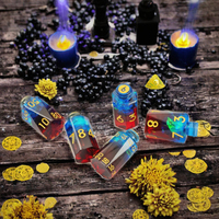 Ensembles de dés D&D 1 pièce, forme de bouteille de potion carrée, faits à la main, écologiques, durables, en résine holographique rouge et bleue, pour jeu de table RPG, cadeau