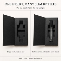 Boîte cadeau parfum personnalisée en forme de livre avec couvercle rabattable, emballage rigide en carton avec insert pour flacon de 10 ml et 15 ml, vente en gros