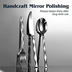 Juego de cubiertos duraderos de primera calidad Cubiertos decorativos de metal con acabado brillante Fácil de limpiar para comidas familiares Bodas y restaurantes - Product Image 4