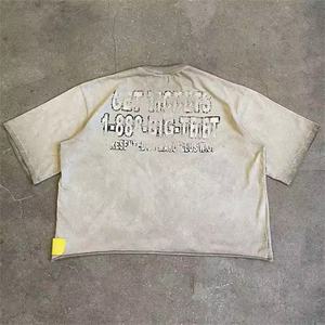 เสื้อยืดผ้าฝ้ายสไตล์วินเทจสำหรับผู้ชายเสื้อครอปแขนยาวพิมพ์ลายสไตล์สตรีทแวร์ DTG 300GSM โลโก้ตามสั่ง - Product Image 2