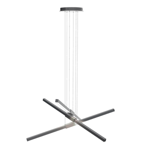 Lustre moderne en acier inoxydable doré, luminaire suspendu LED en forme de croix, montage au plafond, blanc chaud, hauteur réglable - Product Image 5