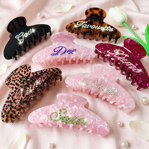 Pinces à <span class=keywords><strong>Cheveux</strong></span> Personnalisées Qianjin avec Logo et <span class=keywords><strong>Strass</strong></span> Colorés en Acétate pour Femmes Usage Quotidien et Cadeaux - Product Image 1