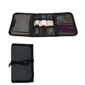 Portable Universal Wrap Electronics Accessories Travel Organizer / Hard Drive Bag / Cable Stable with Cable Tie