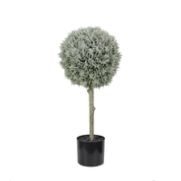 Boule de cyprès artificielle floquée en pot pour décoration intérieure hivernale, faux cèdre vert