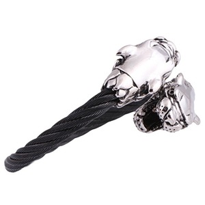 Pulsera con Cabeza de Leopardo de 6 mm, Acero de Titanio Ajustable, Joyería de Moda Unisex, Diseño Animal Negro, Estilo Urbano - Product Image 5