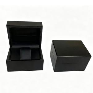 Boîte à montres minimaliste en bois noir brillant, coussin antichoc, boîte de rangement pour montres, boîte cadeau - Product Image 2