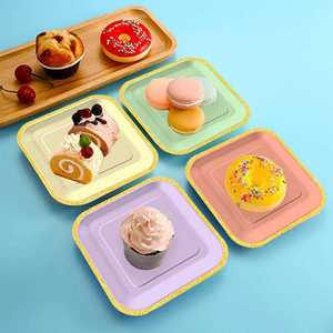 Assiettes en papier jetables carrées de couleur unie dégradée pour fêtes et pique-niques, assiettes à gâteau en papier - Product Image 4
