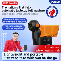 Machine de tennis de table portable Pusun Dorasmart Pro à 3 roues, robot de ping-pong automatique intelligent pour l'entraînement à domicile, au club ou par un entraîneur