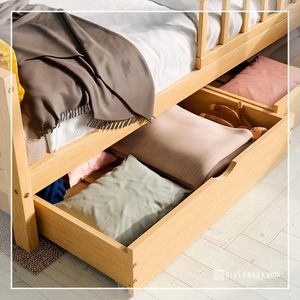 Children's <strong>Bed</strong> with Fall Protection Natural - Toddler Youth <strong>Bed</strong> Solid Wood <strong>Pine</strong> <strong>Bed</strong> <strong>Frame</strong> with Slatted <strong>Frame</strong> - Product Image 5