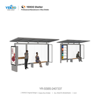 Abri de bus public intelligent moderne en métal avec éclairage LED, mobilier urbain extérieur résistant aux intempéries pour les arrêts de bus urbains