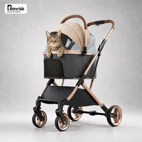 Poussette pour animaux de compagnie en métal détachable de qualité supérieure, pliable, légère, à 4 roues, pliage à une main, chariot pour chien et chat, poussette de voyage toutes saisons