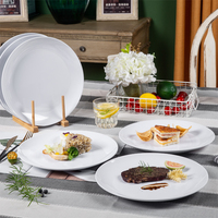 Assiettes de restaurant en plastique blanc, assiettes à dîner en mélamine blanches solides de 11 pouces