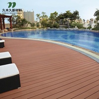 Dalles de terrasse en composite bois-plastique (WPC) à emboîtement, design traditionnel extérieur, surface grain de bois, aspect teck