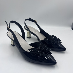 Sandali da Donna <span class=keywords><strong>con</strong></span> <span class=keywords><strong>Tacco</strong></span> Alto in Pelle Verniciata, Punta Affusolata, Strass, Farfalla, Slingback, <span class=keywords><strong>Tacco</strong></span> Grosso, <span class=keywords><strong>Scarpe</strong></span> da Festa OEM - Product Image 5