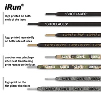 IRun Custom Rope lacets plats dentelle de chaussure en polyester noir avec embouts en métal imprimé logo lacet Athletic Running lacet aglet