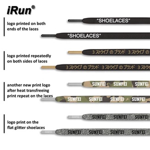 IRun Custom Rope lacets plats dentelle de <span class=keywords><strong>chaussure</strong></span> en polyester noir avec embouts en métal imprimé logo lacet Athletic Running lacet aglet - Product Image 2