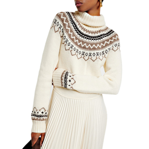 All'ingrosso Oem abiti lunghi da donna a collo alto plissettato maglione da donna <span class=keywords><strong>abito</strong></span> da donna Fair Isle <span class=keywords><strong>in</strong></span> acrilico maglia Maxi <span class=keywords><strong>abito</strong></span> da donna - Product Image 3