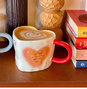Valentines Day Couple Lover Gift Porcelain Coffee Tea Cup Cute Heart Shaped Ceramic Mug - Product Image 5
