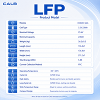 Module CALB D230AH-1P8S 25.6V 230Ah LiFePO4 5.88kWh avec BMS à détection FPC, prêt pour système de batterie de véhicule électrique