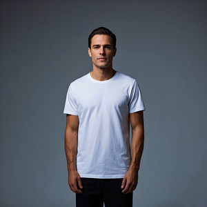 Camiseta de algodón grueso con cuello redondo para hombre, de secado rápido, suave y cómoda, con serigrafía de logotipo personalizado, camiseta de diseñador. - Product Image 3