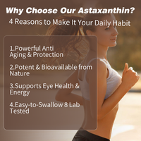 Vente en gros de 120 capsules de suppléments d'astaxanthine de qualité supérieure, capsules d'astaxanthine végétaliennes pour la santé des yeux, des articulations et de la peau, non-OGM