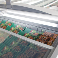 Armoire de congélation commerciale à ouverture supérieure combinée avec un congélateur d'îlot profond, équipement de réfrigération horizontal