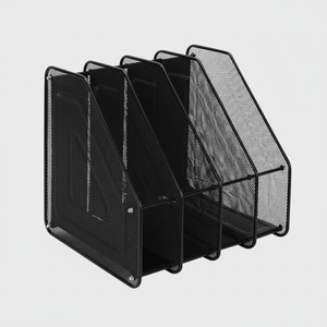 Estantes de archivos Bandeja de secciones de alambre vertical Organizador de archivos a juego Malla de alambre Organizador de álbum de recortes de oficina negro (Tamaño: 3Grid) - Product Image 1