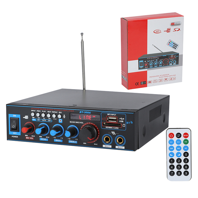 Audio Power Amplifier Echo Bass Treble USB SD FM Recording Mic Control Home Karaoke Speaker Use Factory Self-made