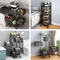 Support de rangement Rangement domestique Support rotatif carré 5 couches Chariot de rangement de légumes de cuisine Chariot à peinture utilitaire en acier au carbone