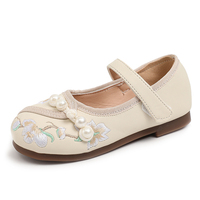 Chaussures Mary Jane pour filles style chinois printemps-été, faible MOQ, broderie florale, décorations de perles, chaussures de cérémonie Hanfu pour enfants filles 3-14 ans