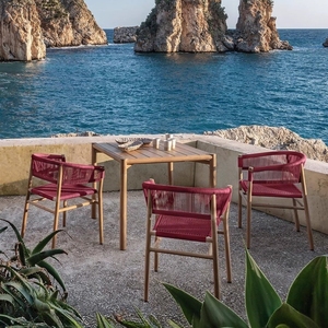 Katı tik ahşap kapı kombinasyon masa sandalyeler açık rustik tarzı sanat hasır balkon açık-hava Sunroom parkı için dayanıklı açık-hava - Product Image 2