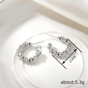 Boucles d'oreilles géométriques irrégulières brillantes pour femmes, design original, bijoux de mode pour robe de soirée - Product Image 5